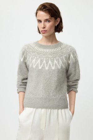 Soft Goat  brushed fair isle crewneck griege side