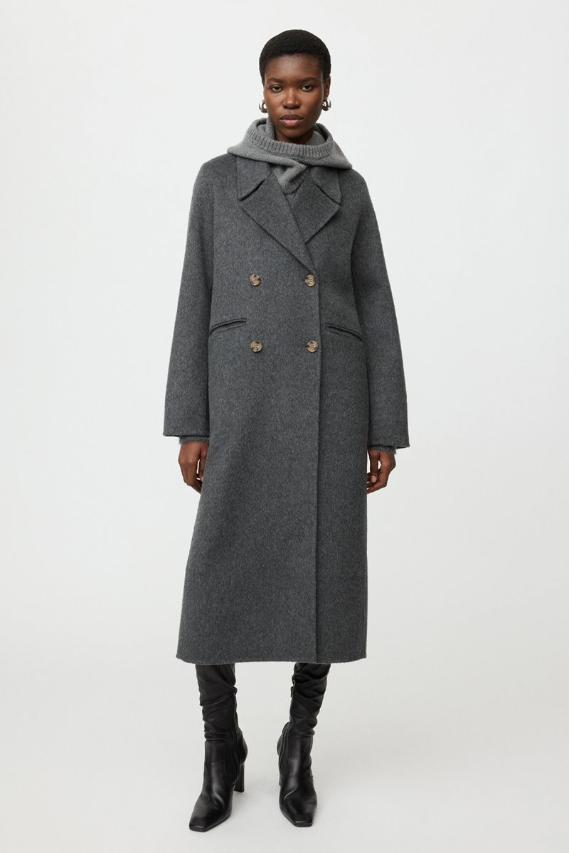 Soft Goat double breasted coat anthracite
