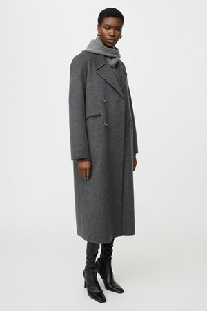 Soft Goat double breasted coat anthracite back
