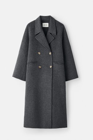 Soft Goat double breasted coat anthracite side