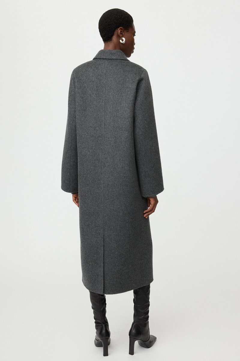 Soft Goat double breasted coat anthracite detail
