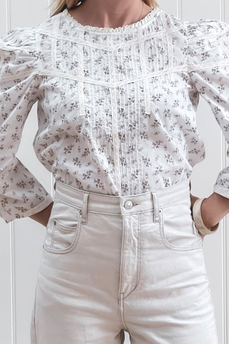 Kj's Laundry sabina top - white floral