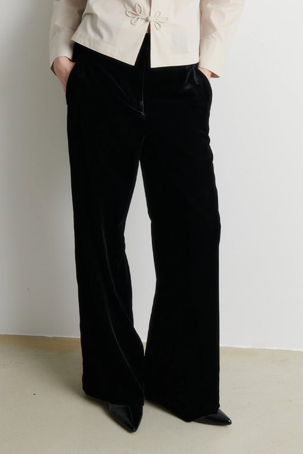 Second Female Velvetta Straight Trousers Black