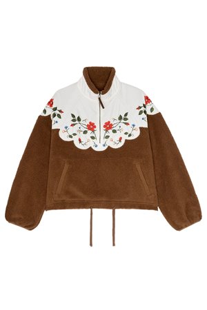 The Great the wildflower plush pullover chestnut back