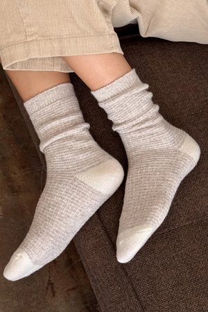 Le Bon Shoppe wool waffled socks oatmeal cream back