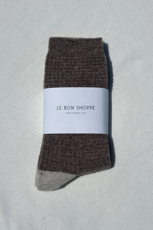 Le Bon Shoppe Wool Waffled Socks Brown Oatmeal