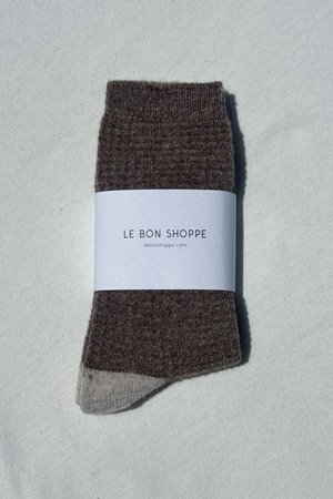 Le Bon Shoppe wool waffled socks brown oatmeal