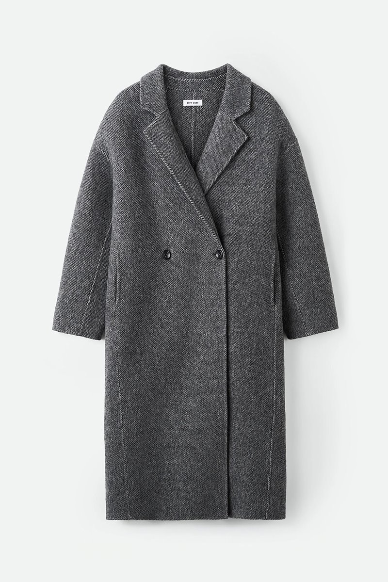 Soft Goat herringbone coat detail