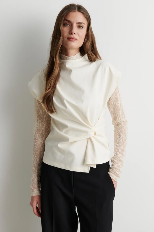 Second Female Arkai Drape Top Eggnog