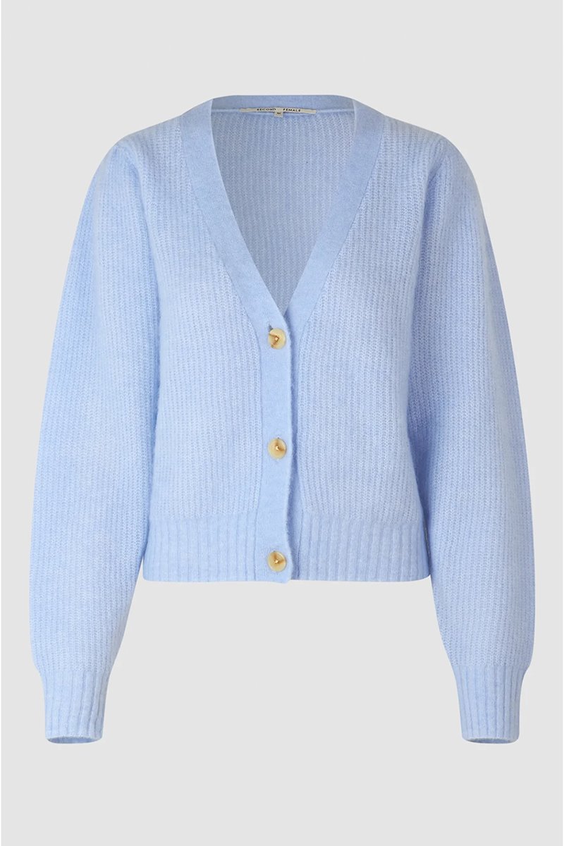 Second Female brooky puff sleeve cardigan - blue