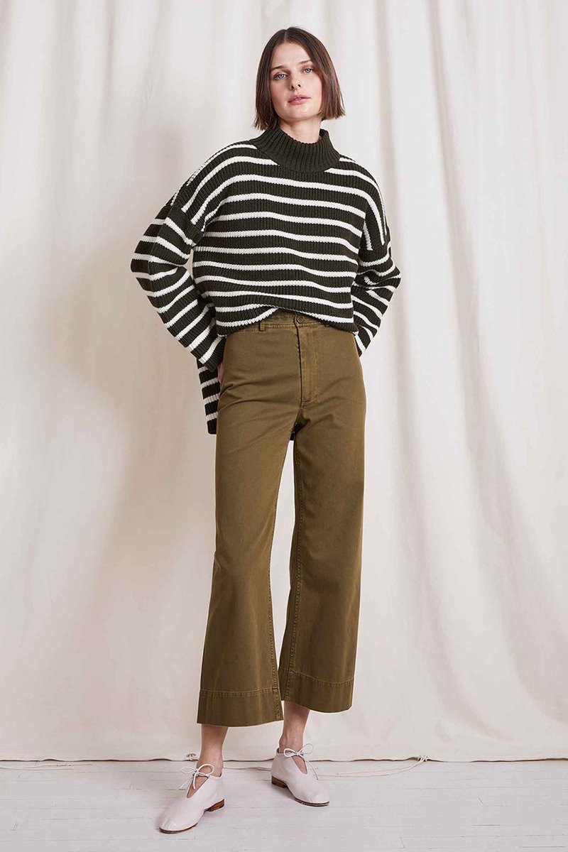 Apiece Apart chino merida pant - olive side Apiece Apart chino merida pant - olive side