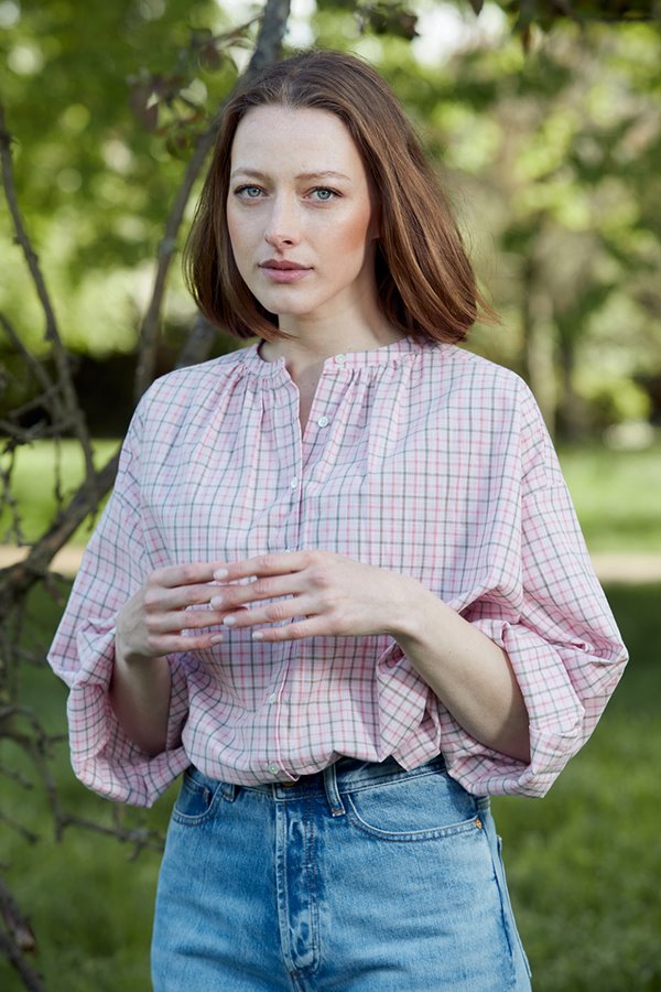 Kj's Laundry edith shirt  - pink check 