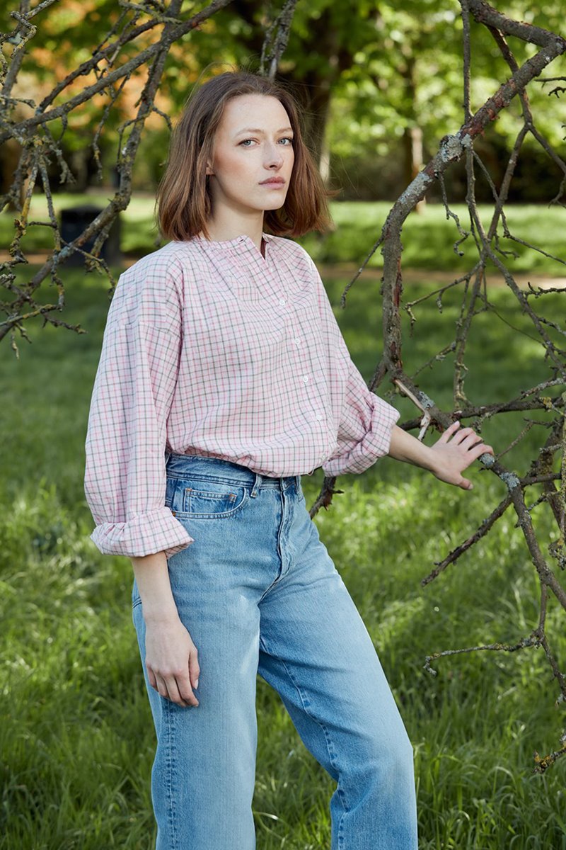 Kj's Laundry edith shirt  - pink check  side