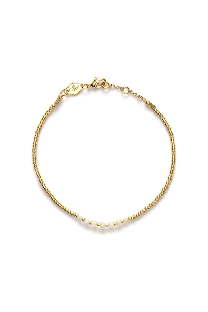 Anni Lu bead and gem bracelet - pearl