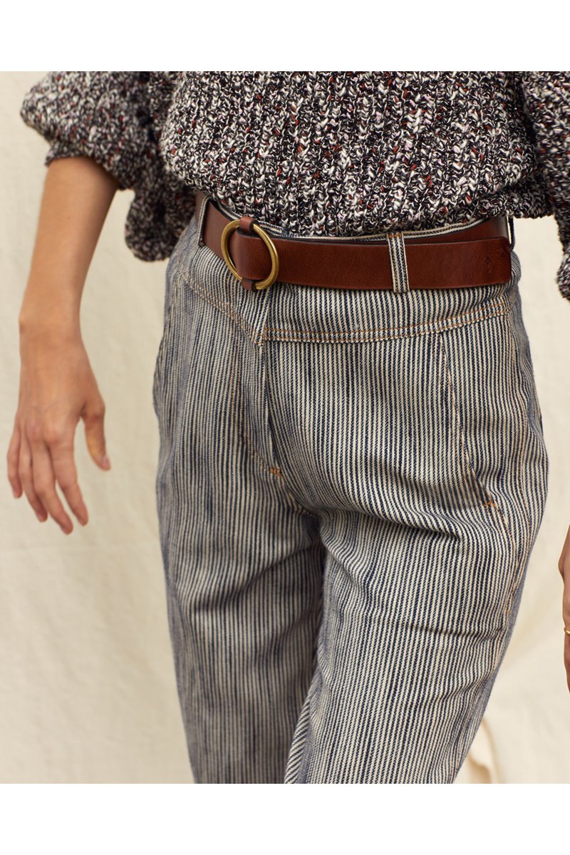 Sessun tisao belt  chestnut brown leather back