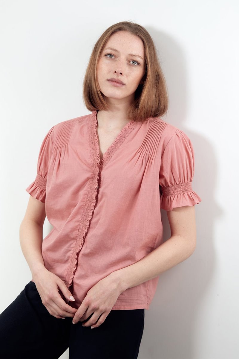 Kj's Laundry rosa cotton blouse - dusty rose back