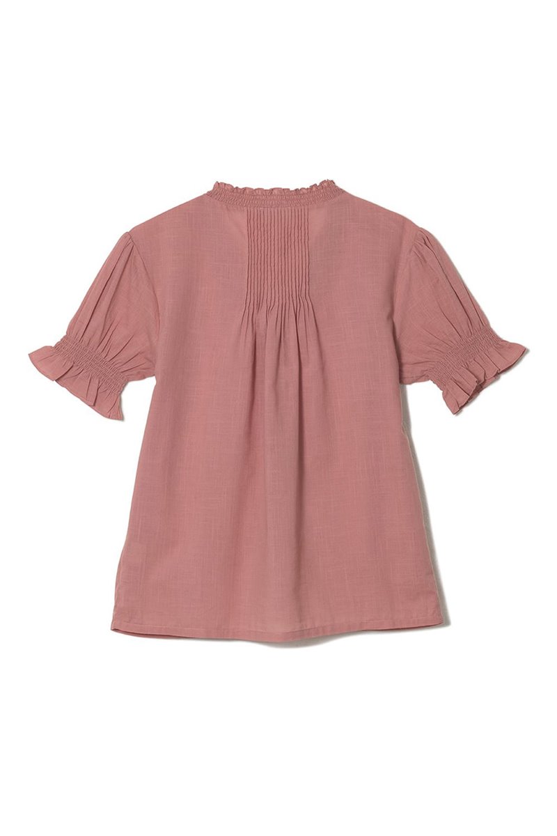 Kj's Laundry rosa cotton blouse - dusty rose detail