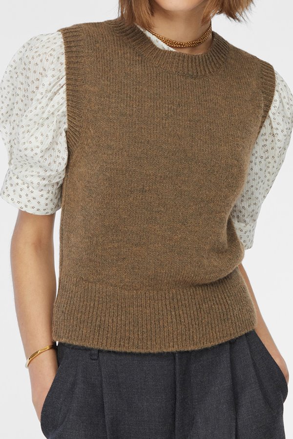 Masscob angus knit vest wood 