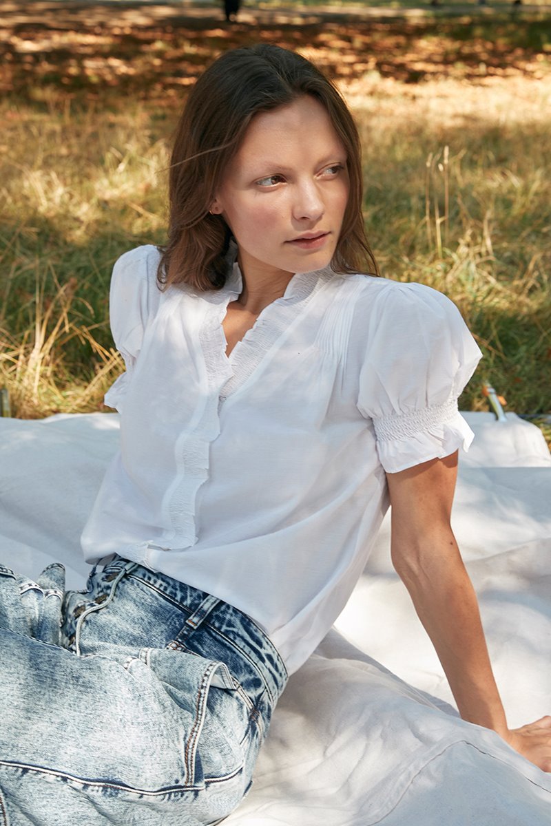 Kj's Laundry rosa blouse - white detail