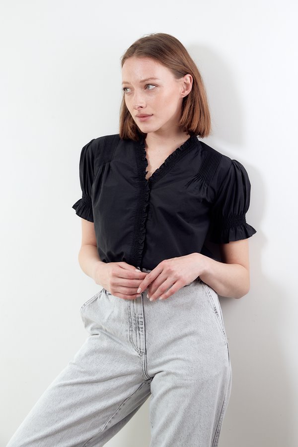 Kj's Laundry rosa blouse - black