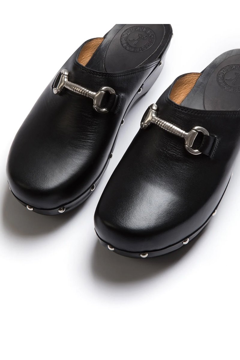 Penelope Chilvers low horsebit clog - black detail Penelope Chilvers low horsebit clog - black detail