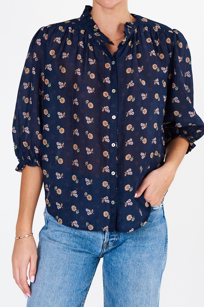 M.A.B.E dulcie print top navy