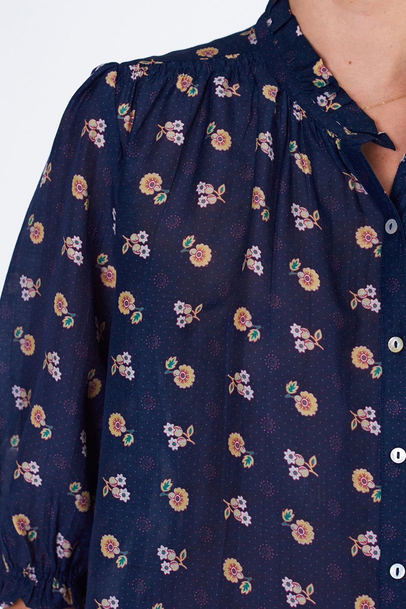 M.A.B.E dulcie print top navy back