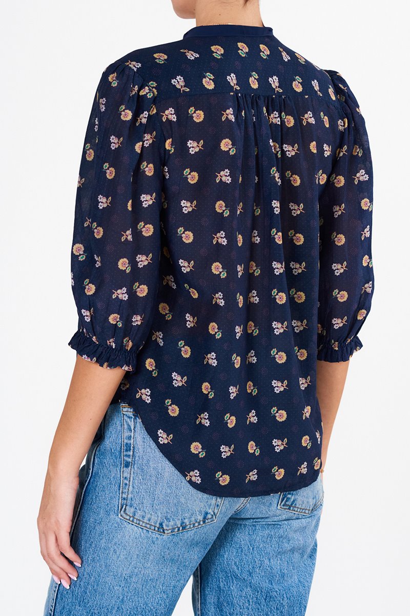 M.A.B.E dulcie print top navy side