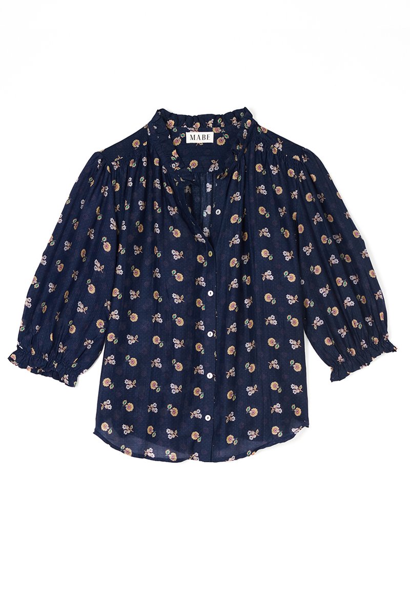 M.A.B.E dulcie print top navy model